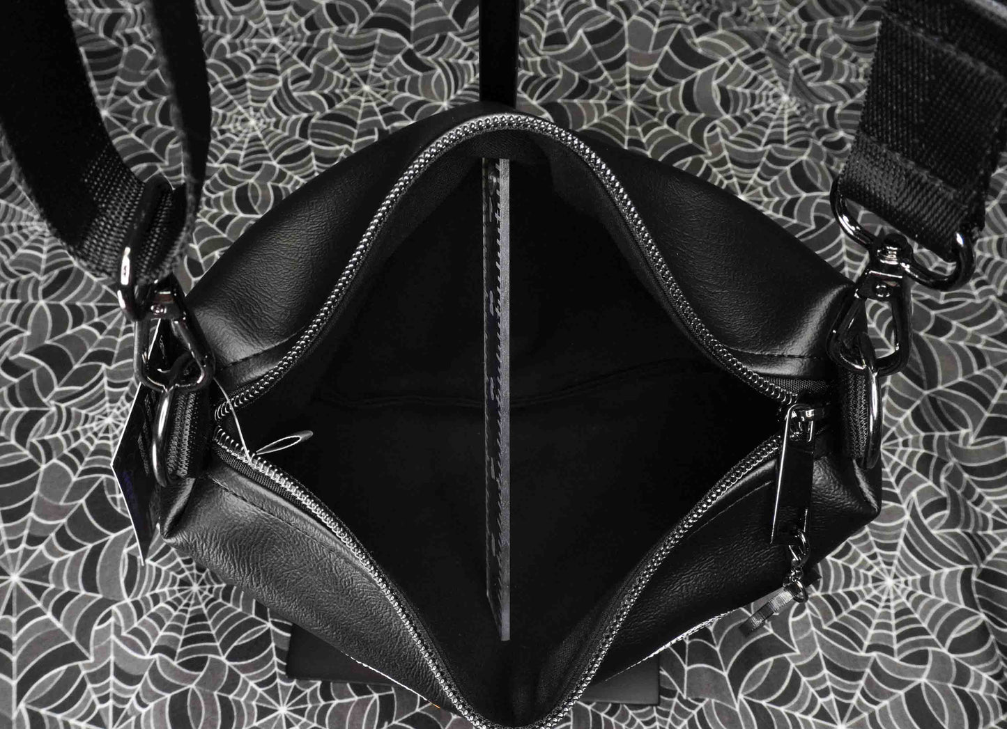 Black and Orange Stay Spooky Embroidered Small Crossbody Bag –  Handmade, Vegan Leather, Gunmetal Hardware
