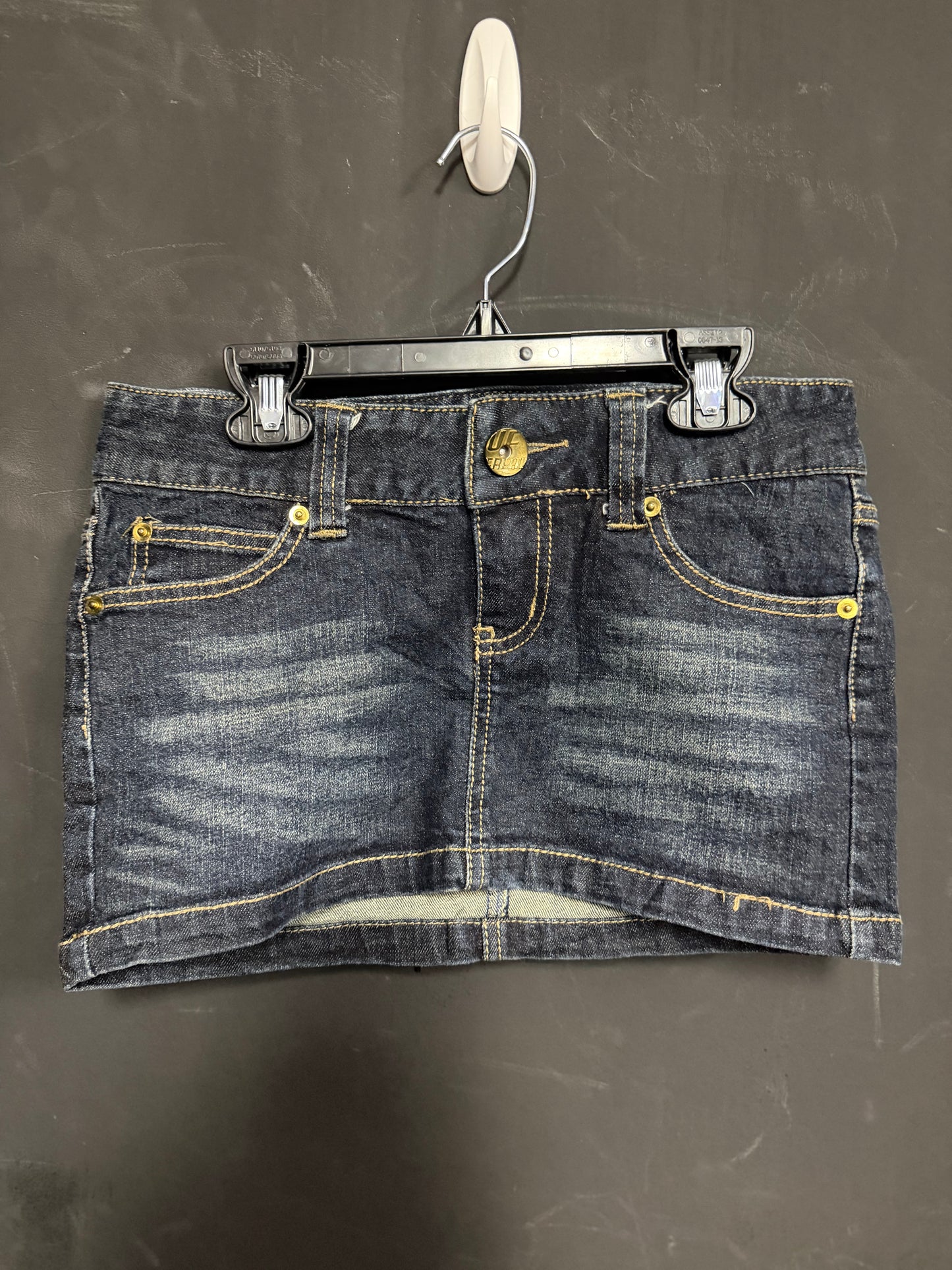Y2k Upper Freak Dark Denim Mini Skirt- Small