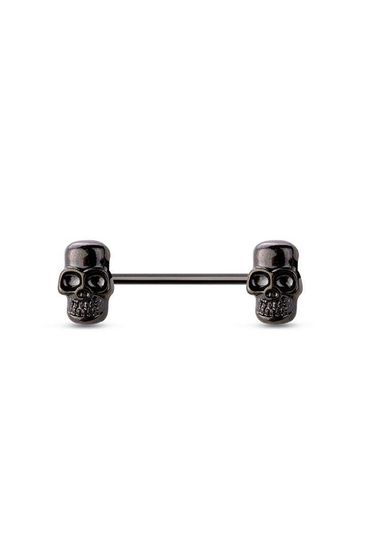 SKULL FACE 316L SURGICAL STEEL NIPPLE BAR