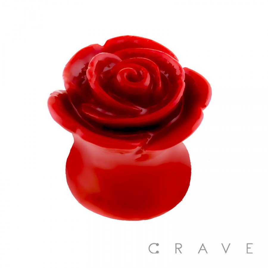 SOLID ACRYLIC CARVED ROSE SADDLE PLUG