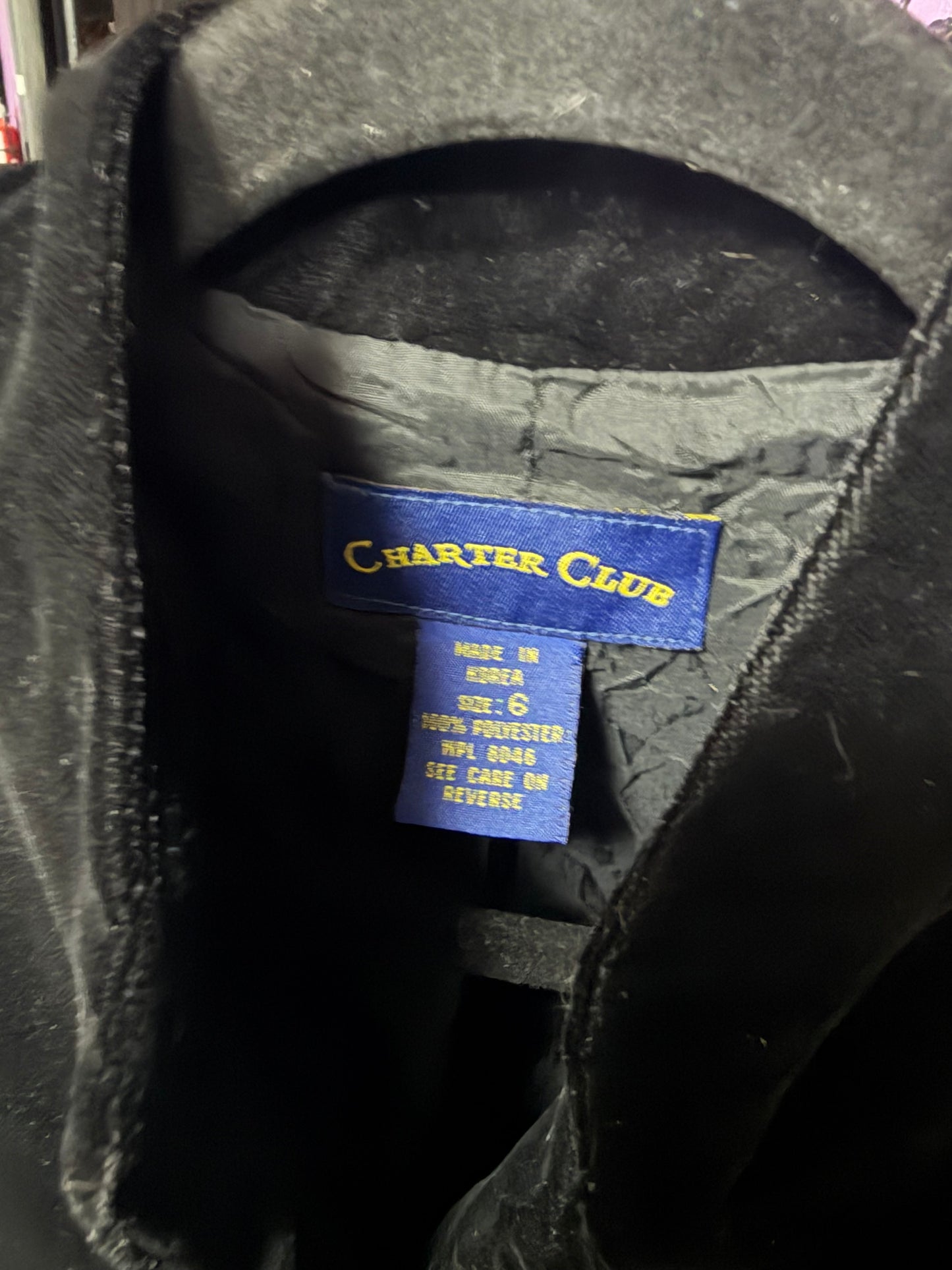 Charter Club Black Velvet Vest- Size 6