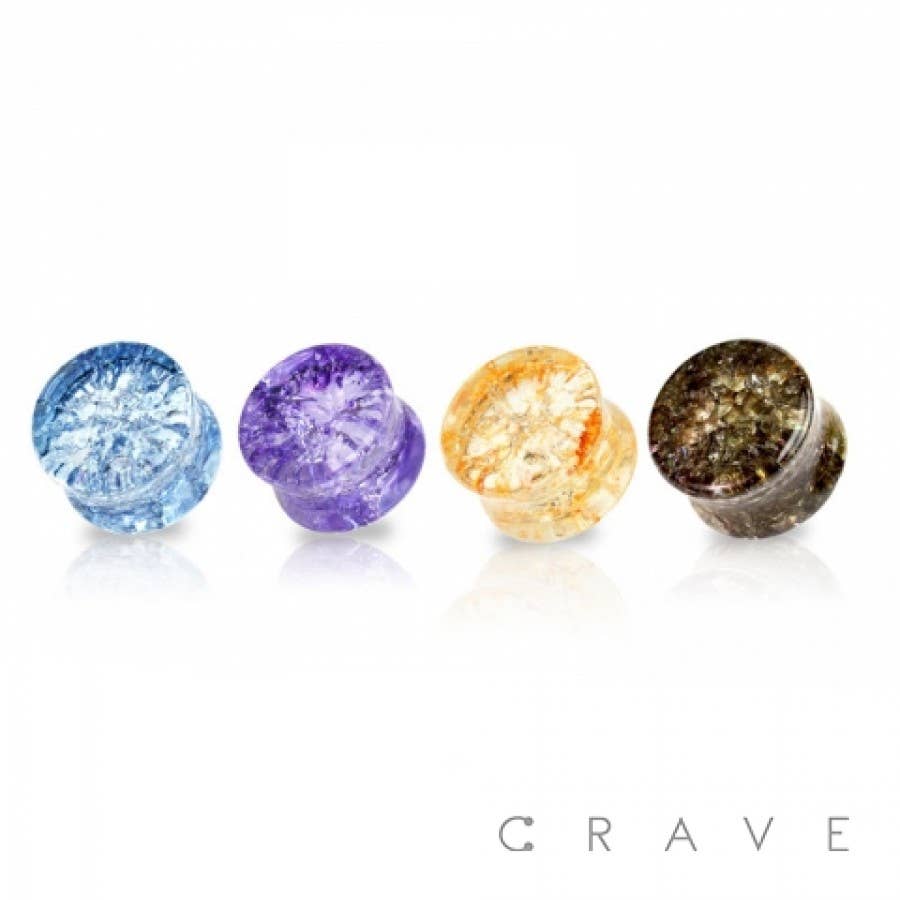 CRACKED GLASS DOUBLE FLARED SADDLE PLUG
