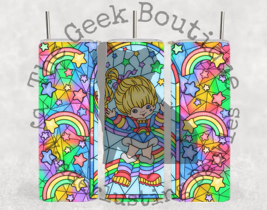 Rainbow Girl Retro stained Glass Cartoon Tumbler