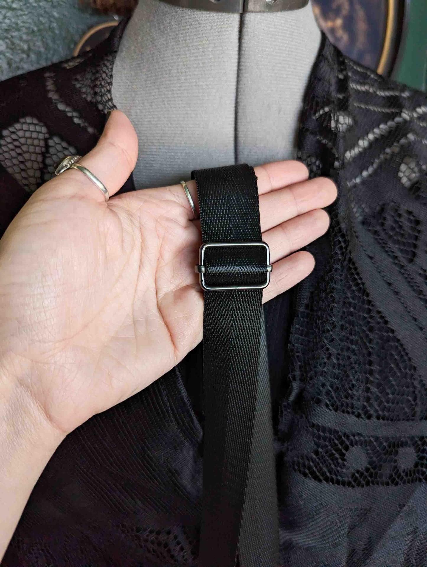 Light Pink Filigree Bat Embroidered Small Crossbody Bag – Handmade, Vegan Leather, Gunmetal Hardware