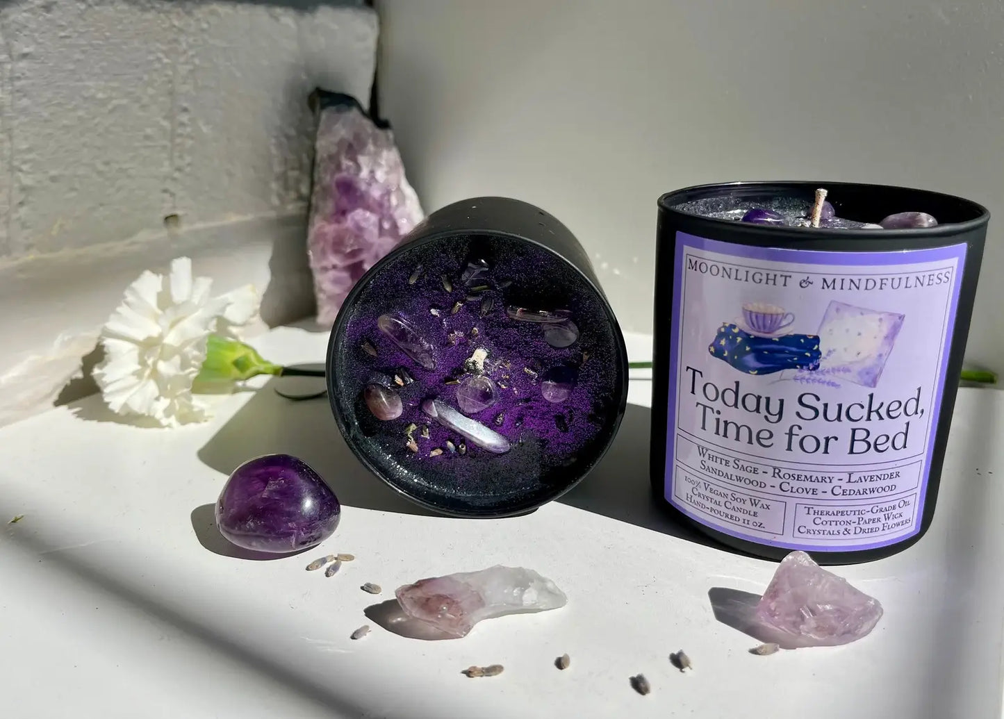 Today Sucked, Time For Bed Lavender White Sage Soy Candle