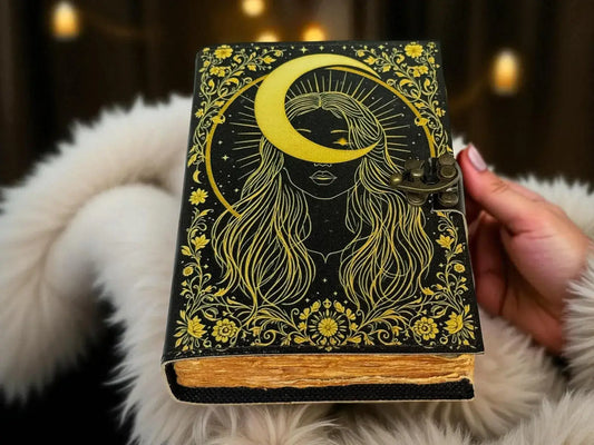 Handmade Fairy Leather Grimoire – Book of Shadows with Lock