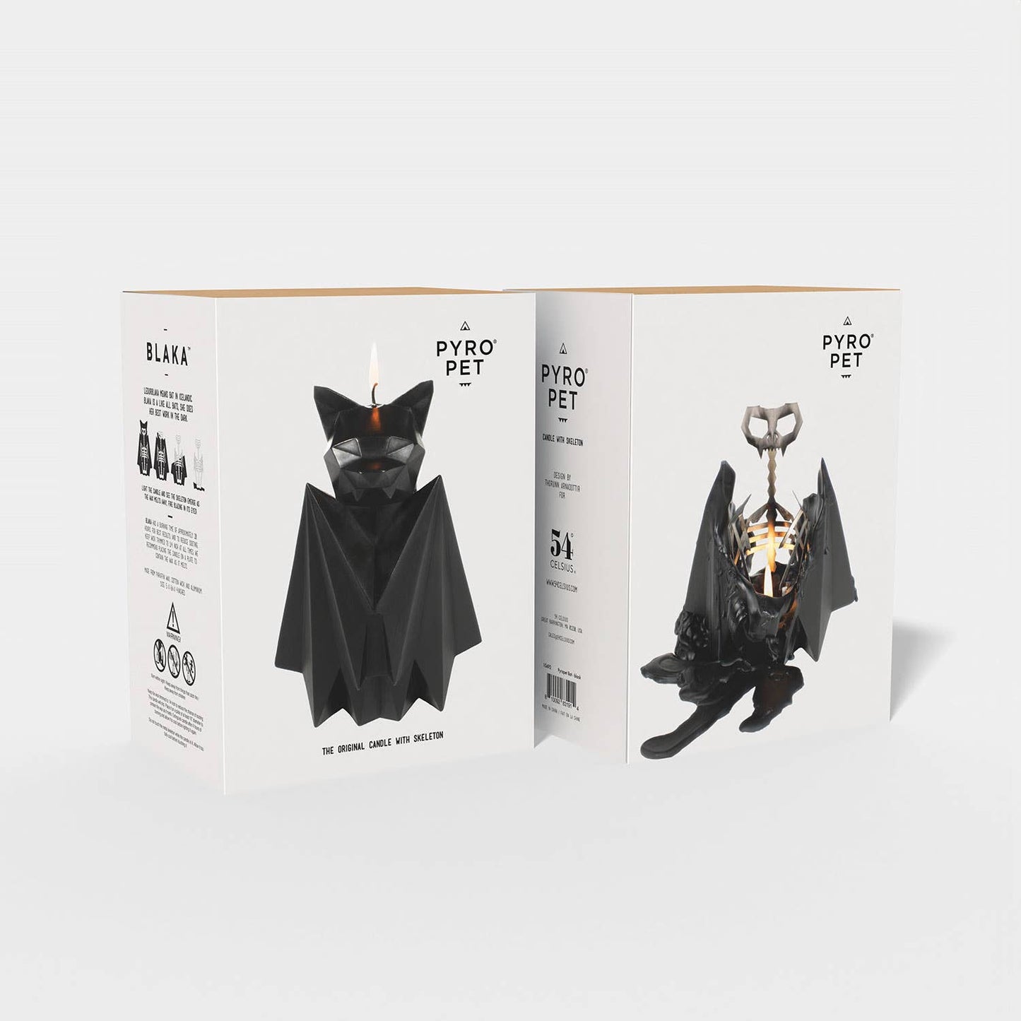 PyroPet Blaka Bat Skeleton Candle - 7" Tall, Black