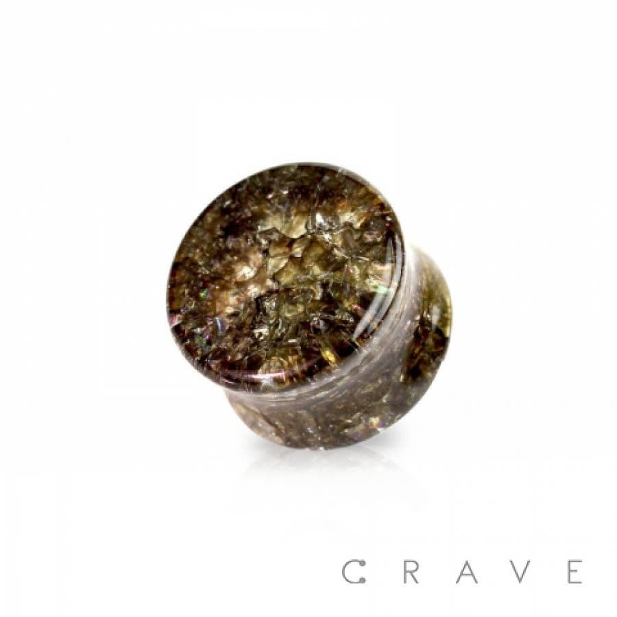 CRACKED GLASS DOUBLE FLARED SADDLE PLUG
