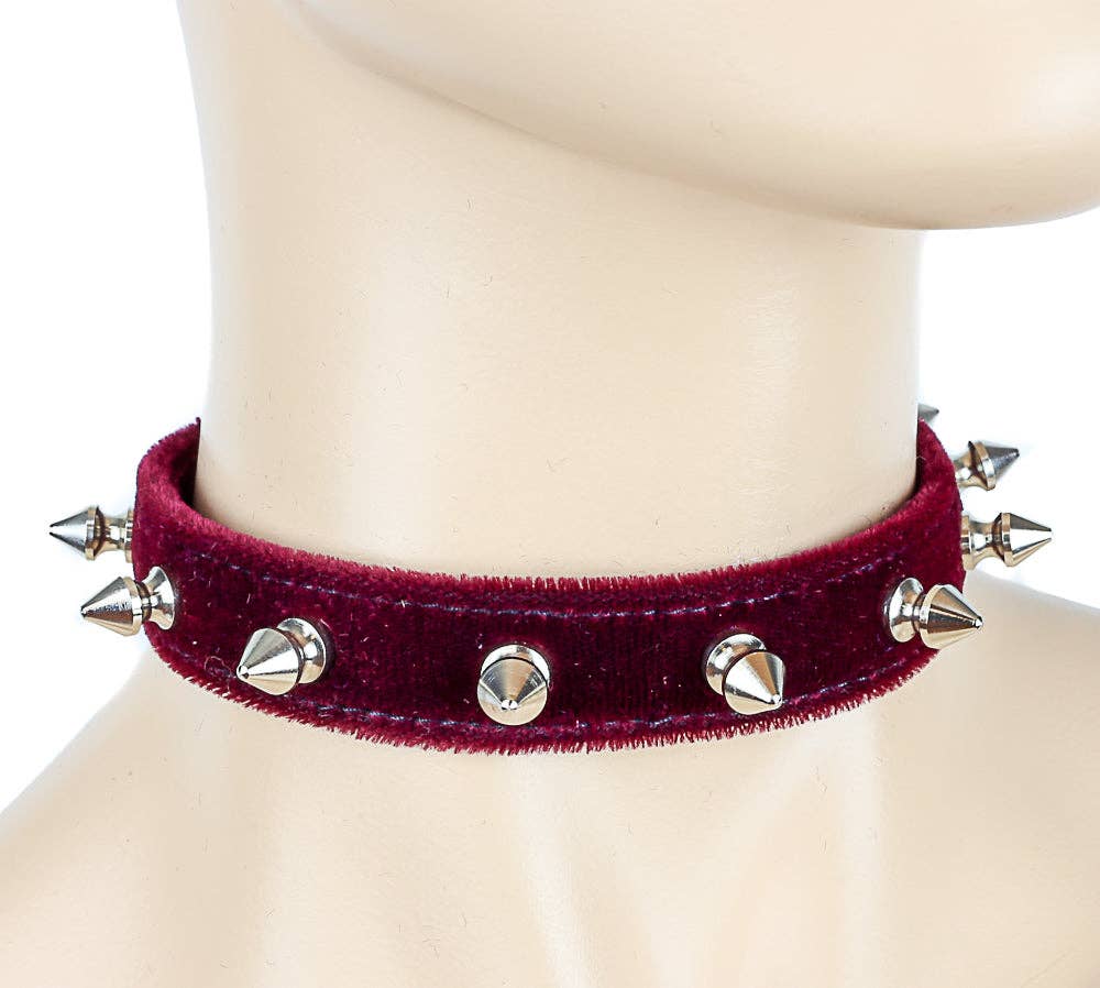 VELVET SPIKE CHOKERS