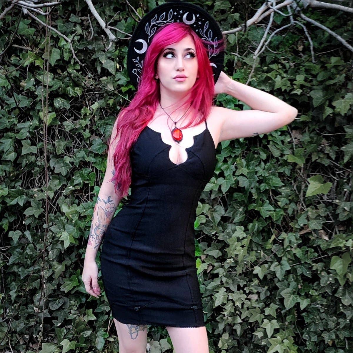 Black Gothic Bat Cup Dress