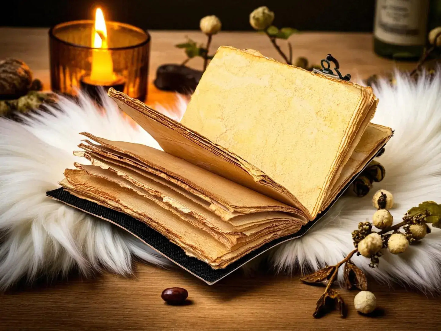 Handmade Fairy Leather Grimoire – Book of Shadows with Lock