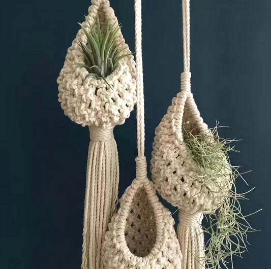 3-Piece Handmade Macrame Hanging Planters