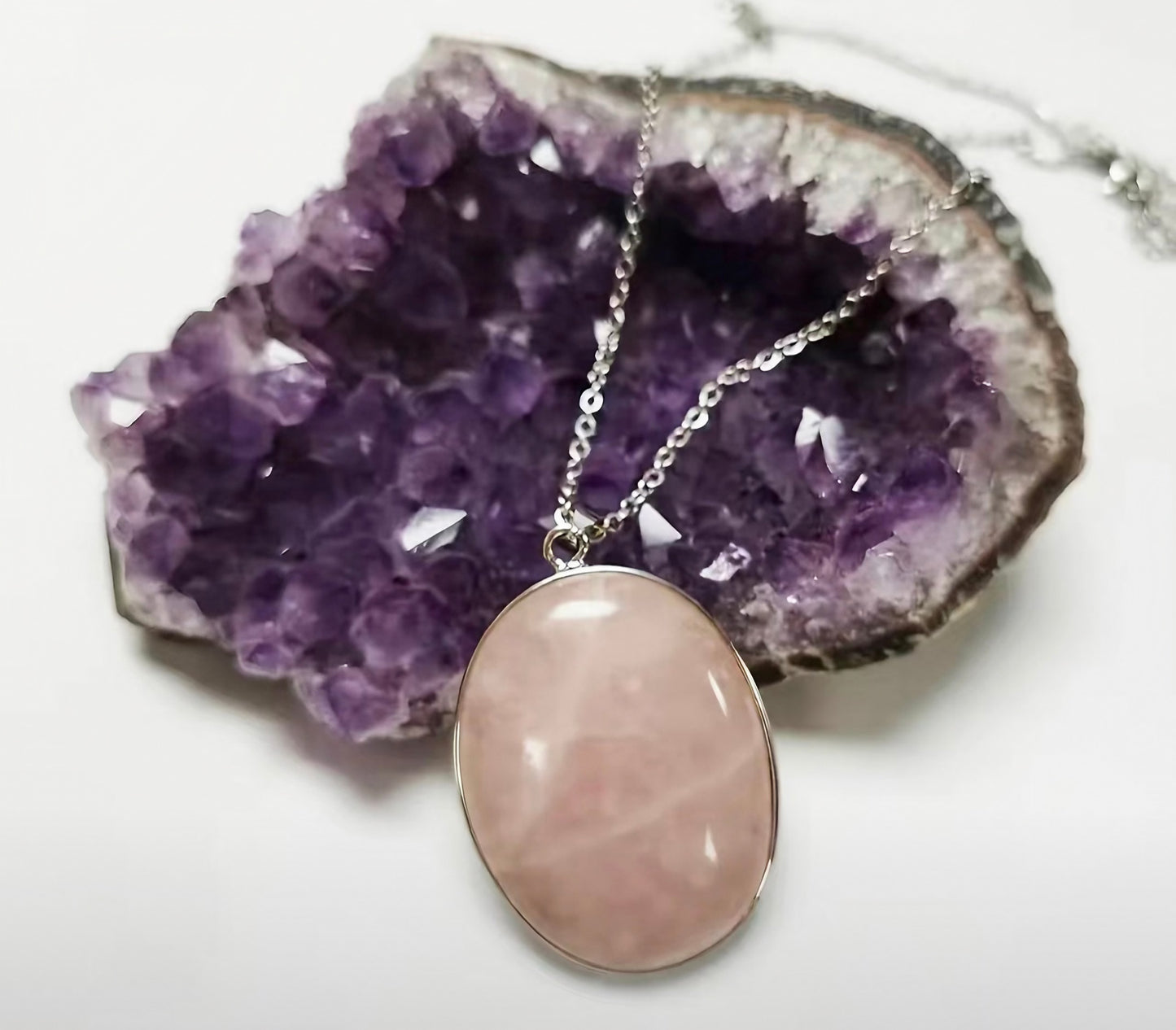 Natural Rose Quartz Pendant — 1.81 inches by 1.26 inches