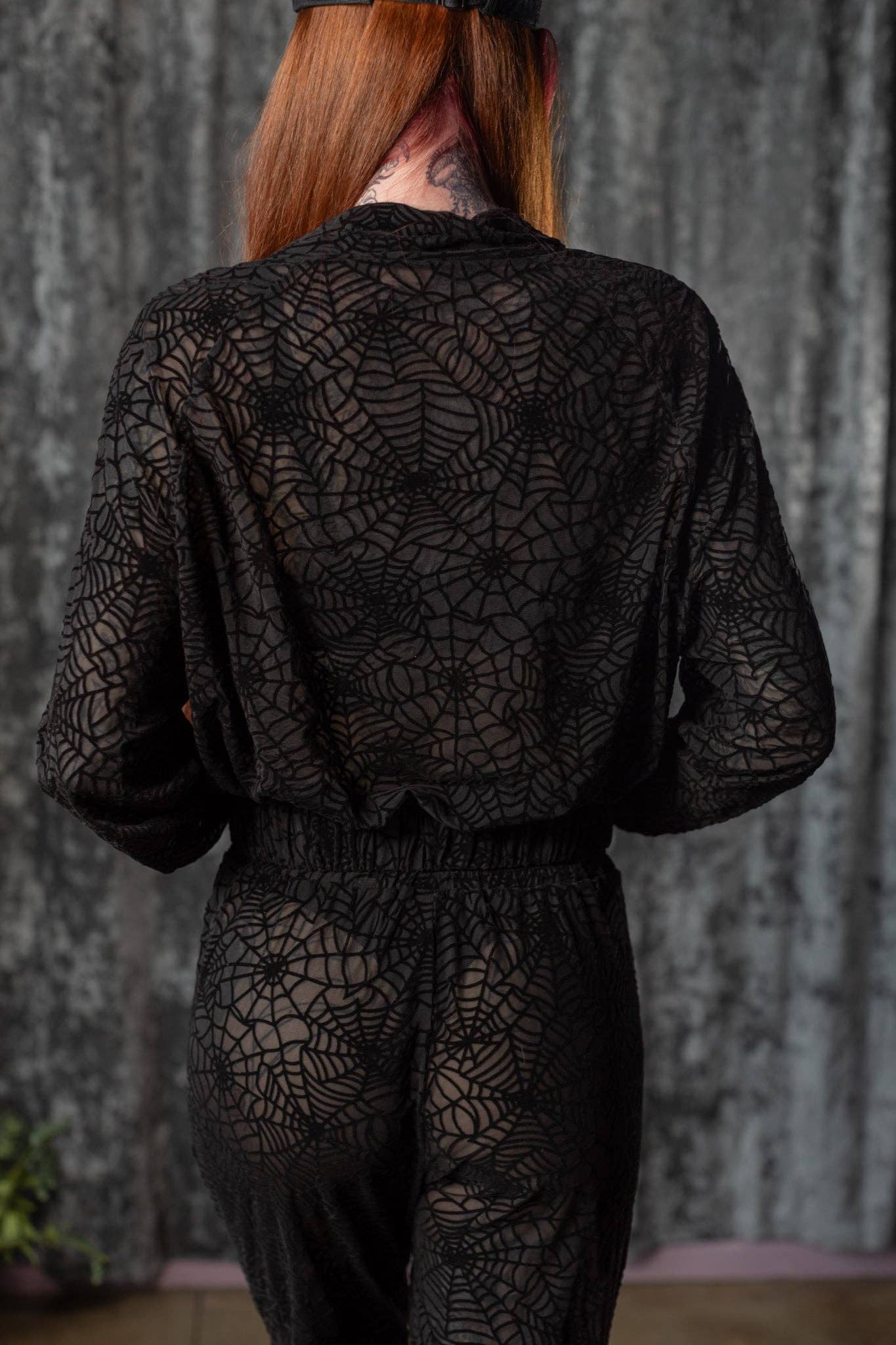 The SINFUL Track Suit Set - WEBS - Sheer Velvet Flocked Web Track Jacket & Jogger Set - PRE-ORDER