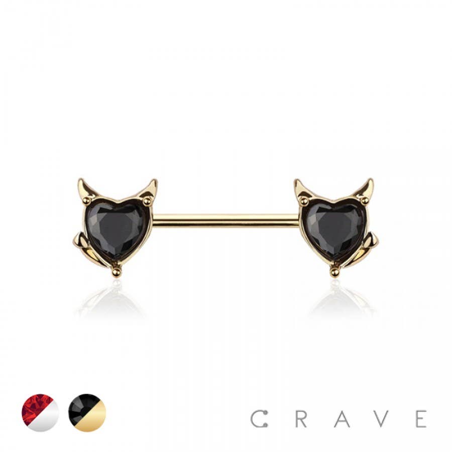 DEVIL HEART 316L SURGICAL STEEL NIPPLE BAR