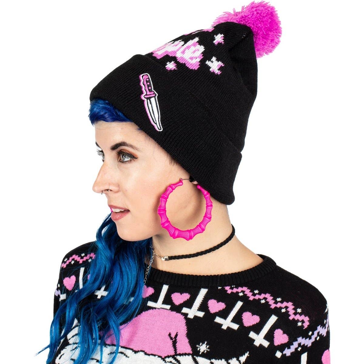 I Hate People Pom Pom Knit Beanie