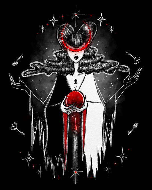 "The Time Keeper Witch" Halloween Fine Art Print- 8x10