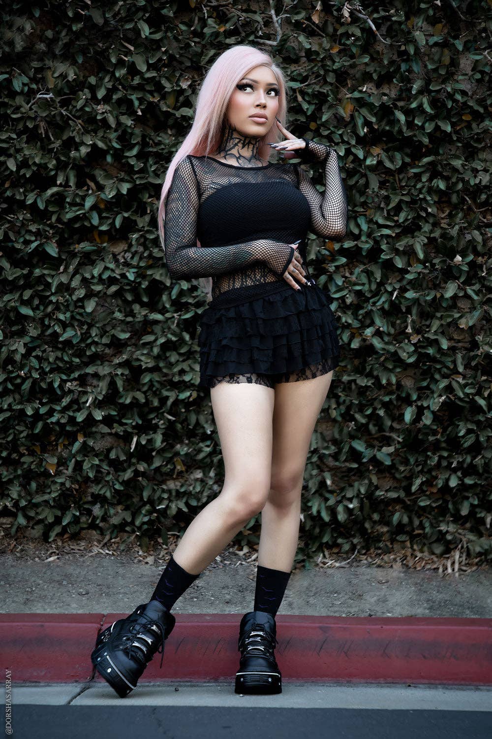 Moonshade Fishnet Thumbholes Top