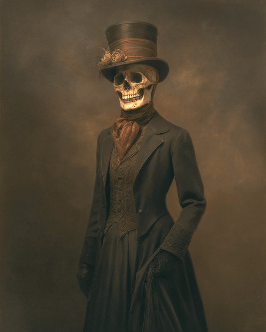 Gentleman Skeleton Dark Academia Art Print - 8"x10" Artwork for 11"x14" Frame