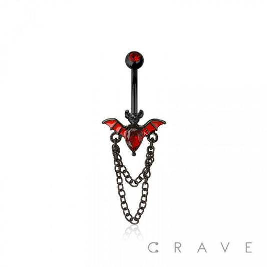 316L SURGICAL STEEL MULTI CZ BAT CHAIN DANGLE BELLY BUTTON