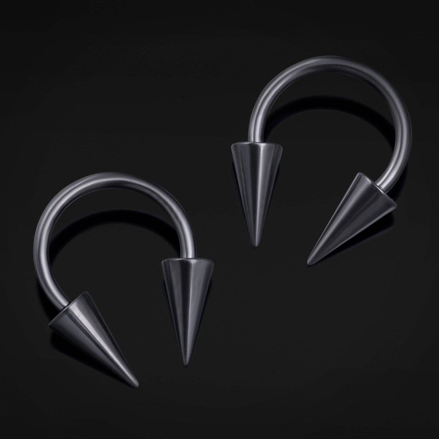Titanium Internally Threaded Gothic Spiked Cone Horseshoe Septum in Black
