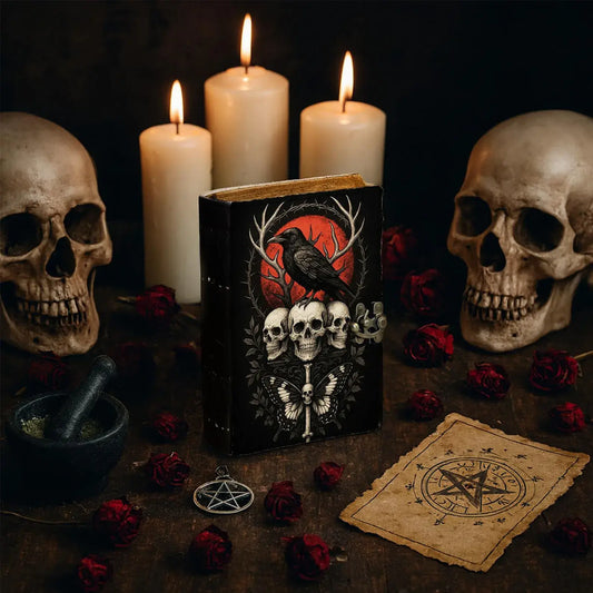 Raven Leather Journal Spell Book of Shadows Wiccan Grimoire