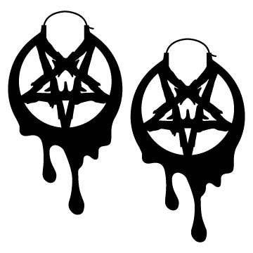 Drippy Metal Pentagram Hoop Earrings