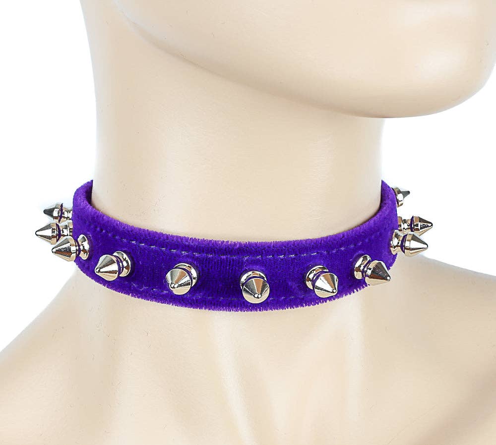VELVET SPIKE CHOKERS