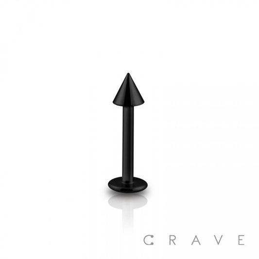 BLACK PVD PLATED OVER 316L SS LABRET/MONROE W/ SPIKE