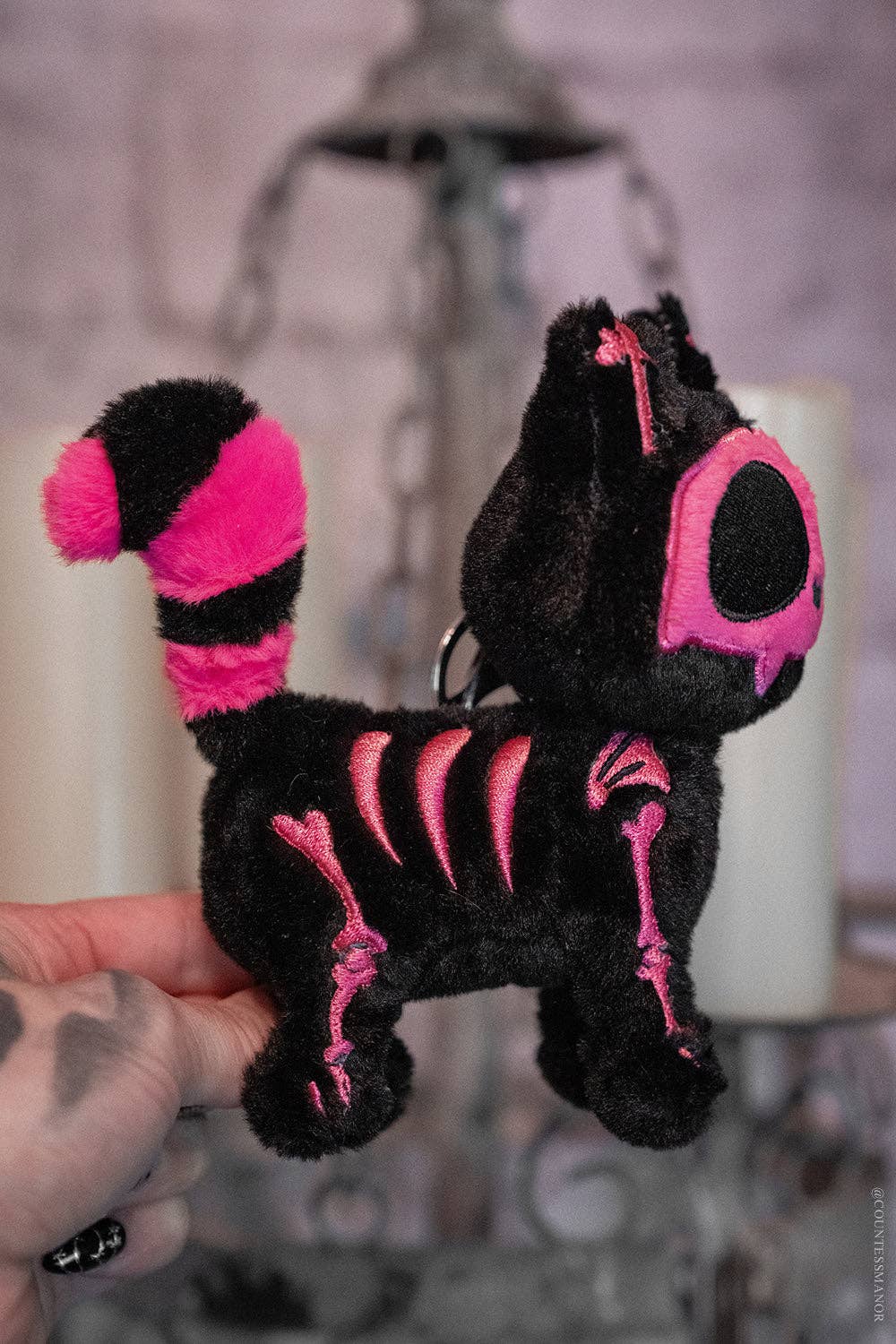 Bubblegum Skelekitty Plush Keychain