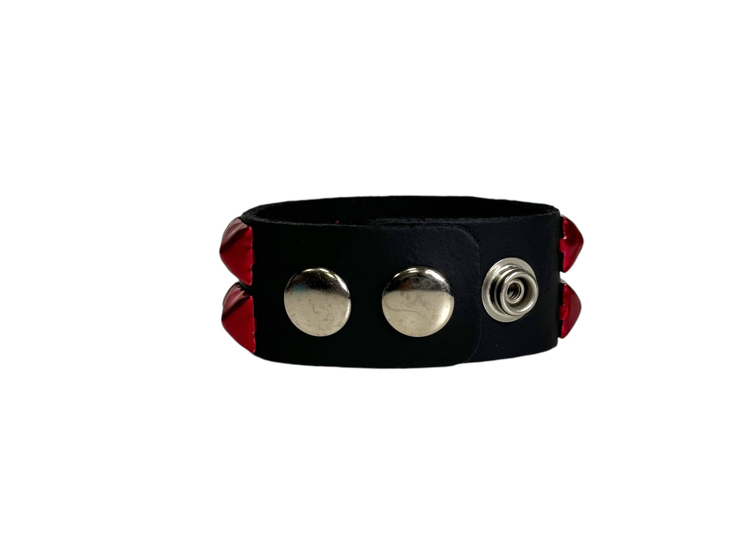 BC112 METALLIC COLOR  2 ROW 1/2" PYRAMID STUD SNAP BRACELET