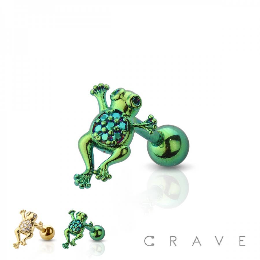 FROG TOP 316L SURGICAL STEEL BAR CARTILAGE