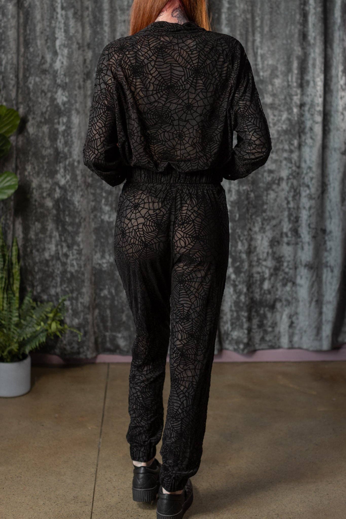 The SINFUL Track Suit Set - WEBS - Sheer Velvet Flocked Web Track Jacket & Jogger Set - PRE-ORDER