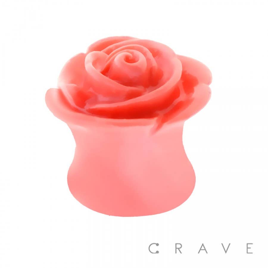 SOLID ACRYLIC CARVED ROSE SADDLE PLUG