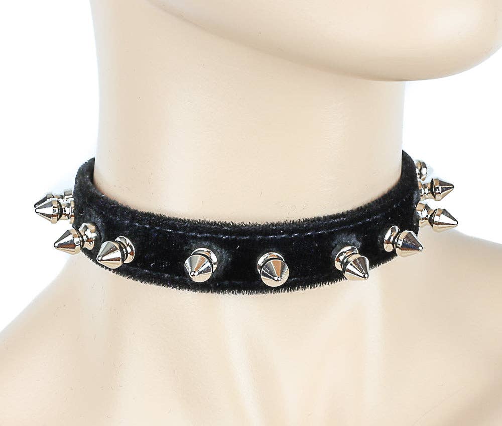 VELVET SPIKE CHOKERS