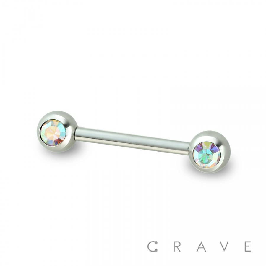 DOUBLE FRONT-FACING GEM 316L SURGICAL STEEL NIPPLE RING