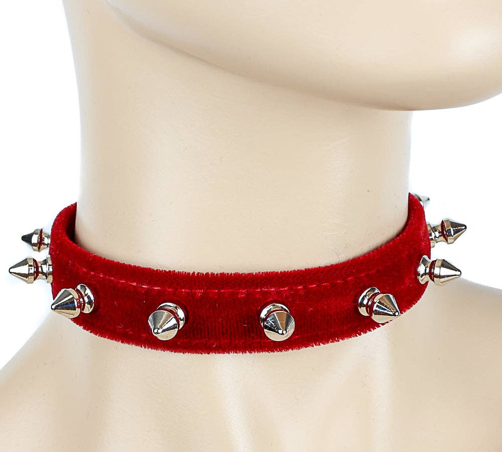 VELVET SPIKE CHOKERS