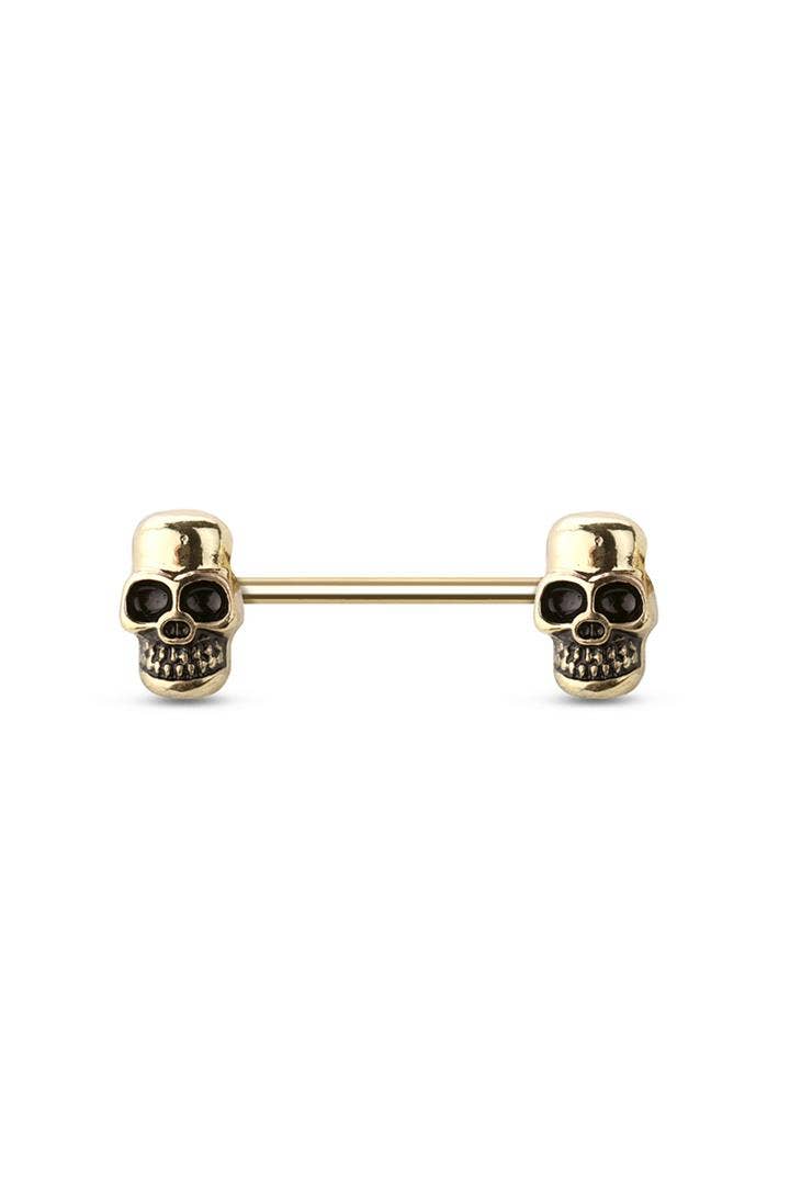 SKULL FACE 316L SURGICAL STEEL NIPPLE BAR