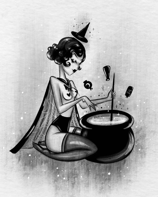 Cauldron Witch Halloween Fine Art Print