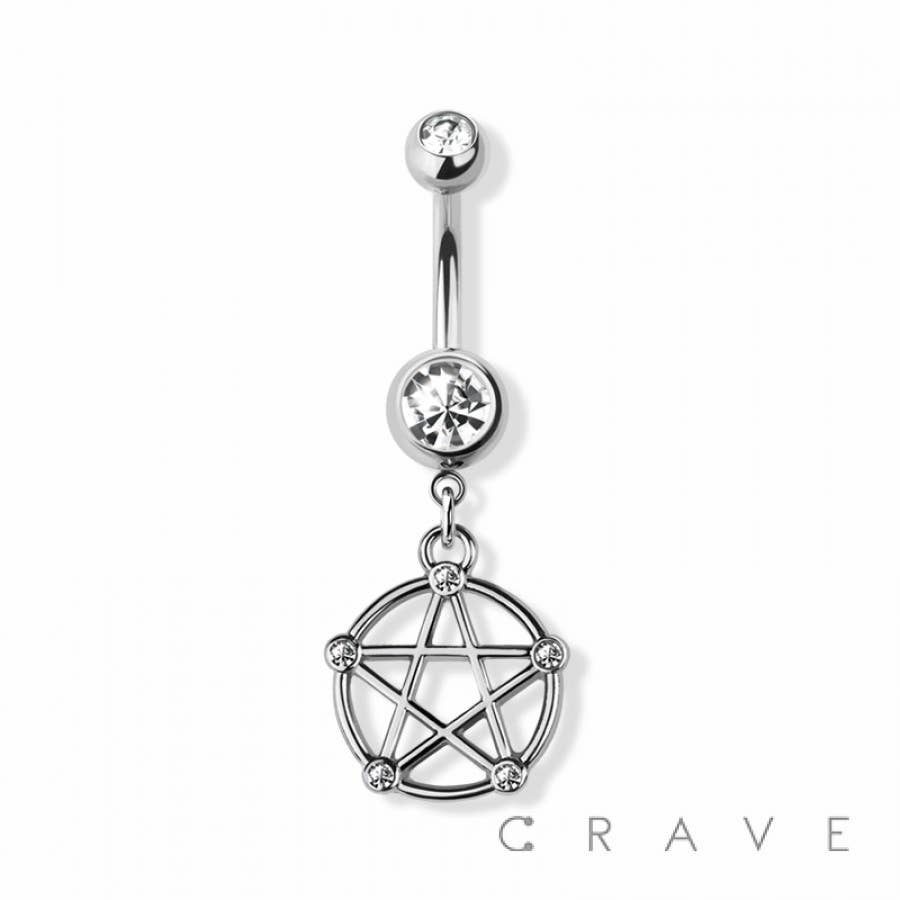 PENTACLE DANGLE 316L SURGICAL STEEL NAVEL RING