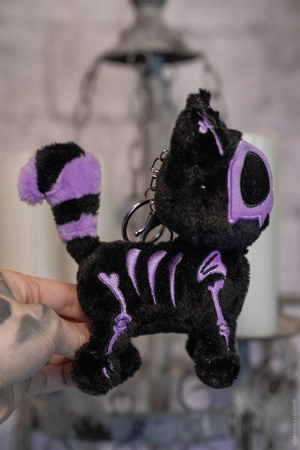 Ultra Violet Skelekitty Plush Keychain