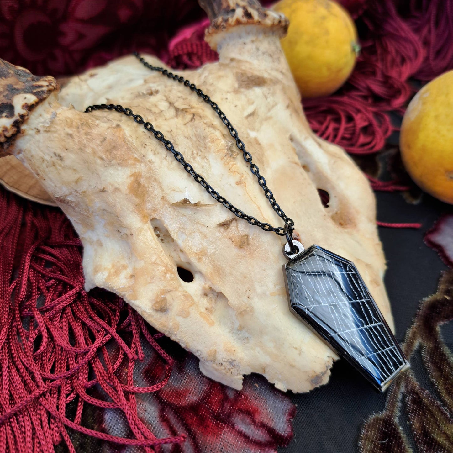 Real Spiderweb Coffin in Black (Necklace)