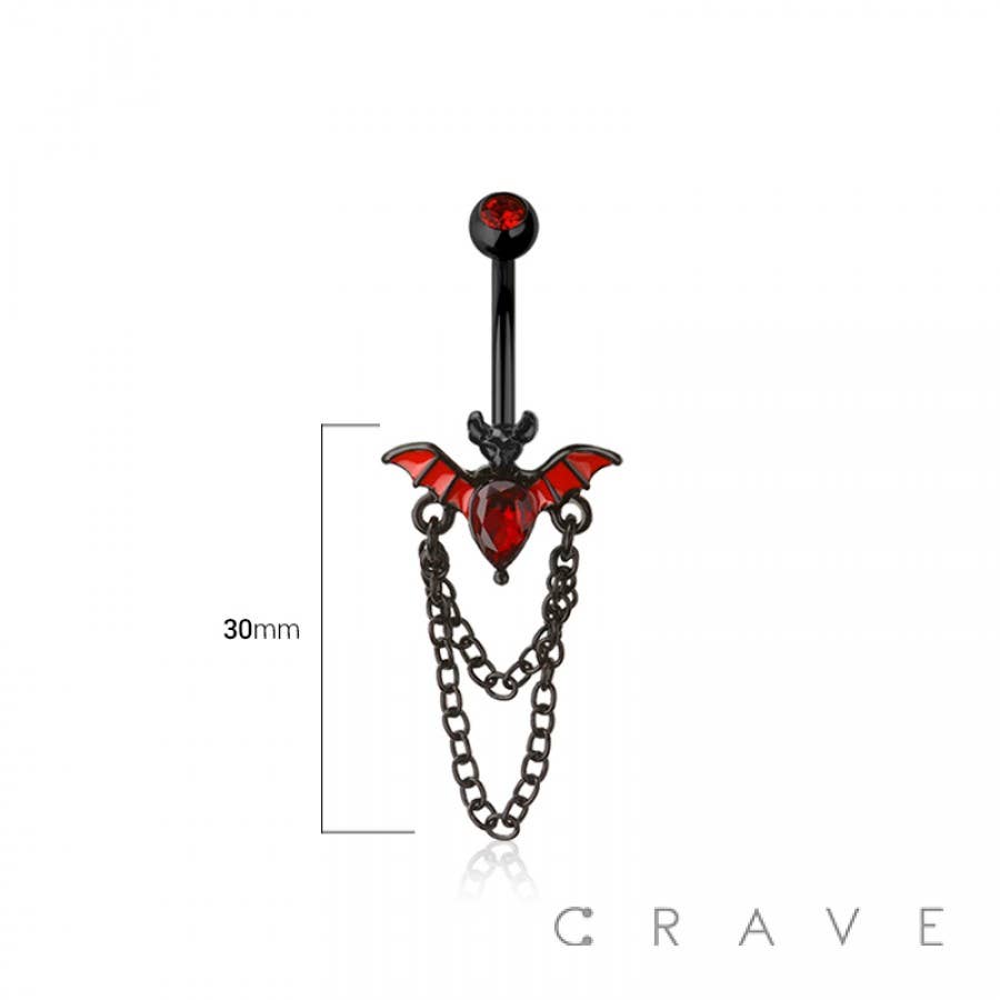 316L SURGICAL STEEL MULTI CZ BAT CHAIN DANGLE BELLY BUTTON