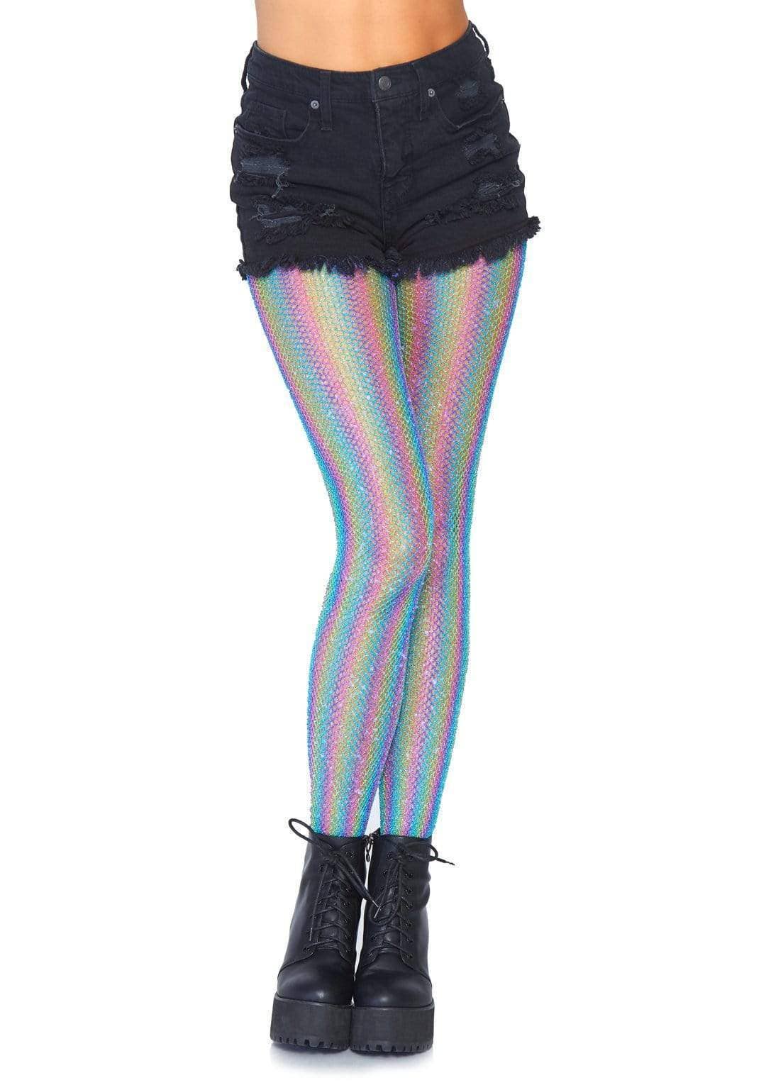 Nova Rainbow Striped Fishnet Tights