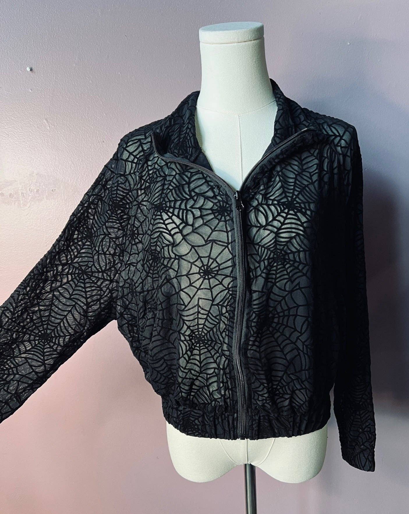 The SINFUL Track Suit Set - WEBS - Sheer Velvet Flocked Web Track Jacket & Jogger Set - PRE-ORDER