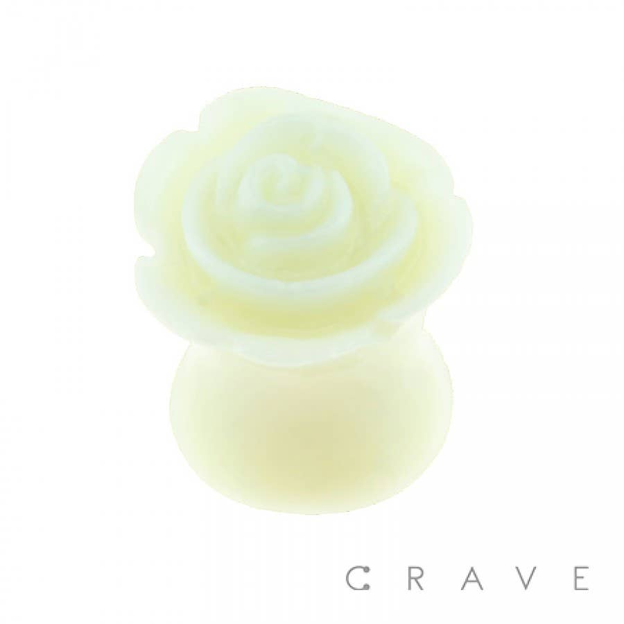 SOLID ACRYLIC CARVED ROSE SADDLE PLUG
