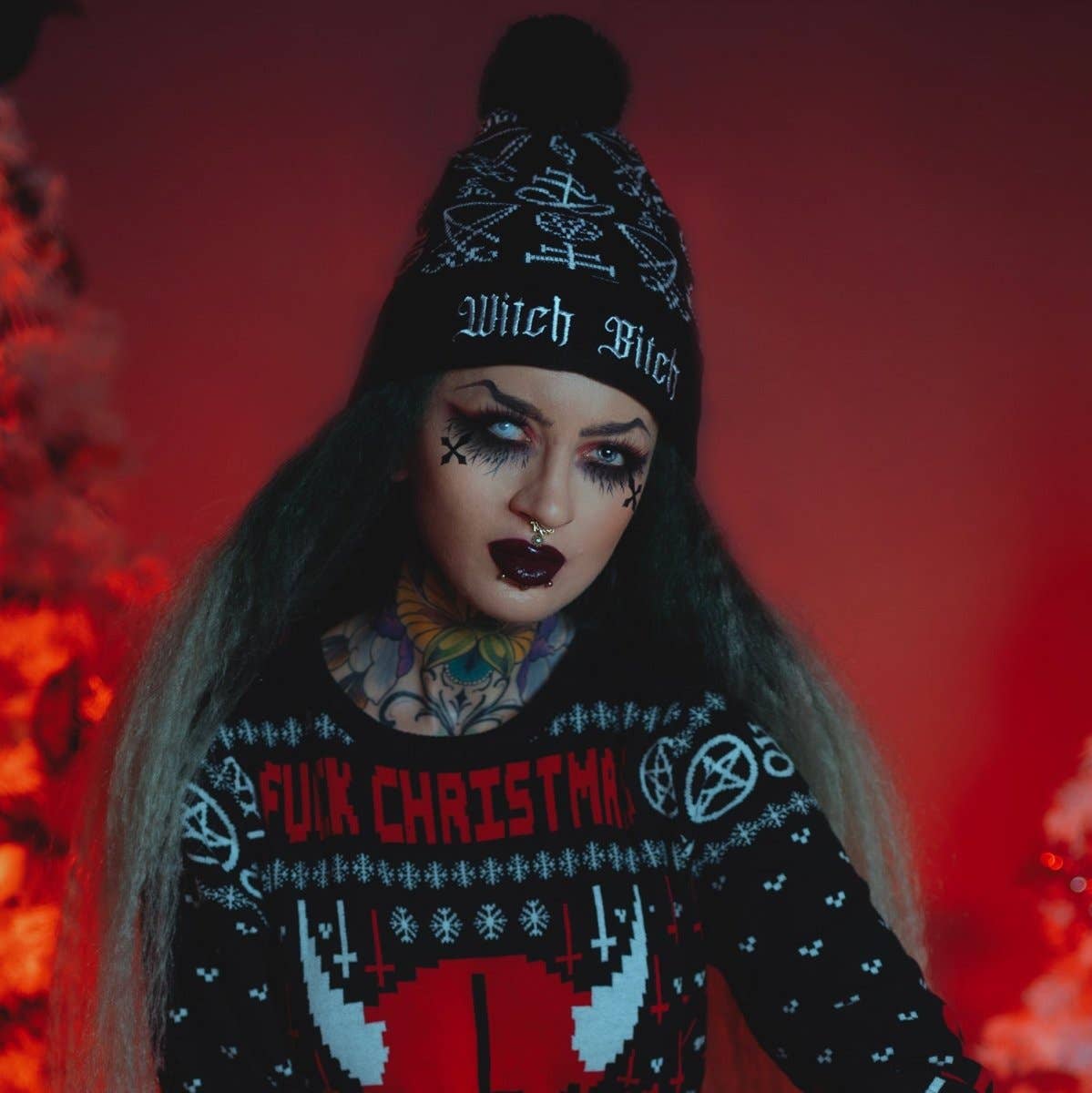 Witch Bitch Pom Pom Knit Beanie