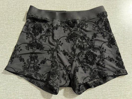 Sheer Boxer Brief Shorts - Gothic DAMASK