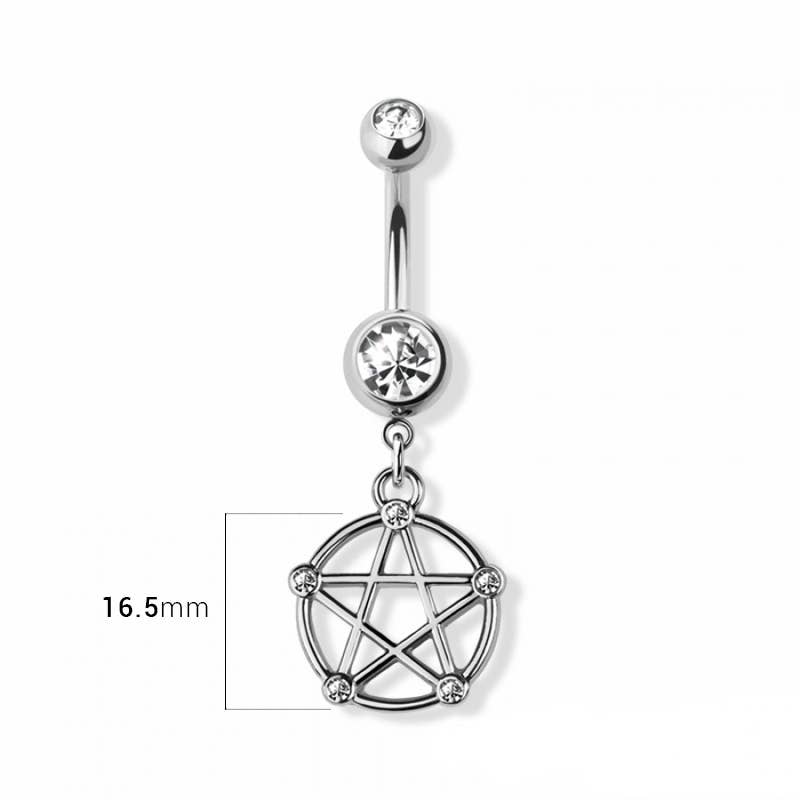 PENTACLE DANGLE 316L SURGICAL STEEL NAVEL RING