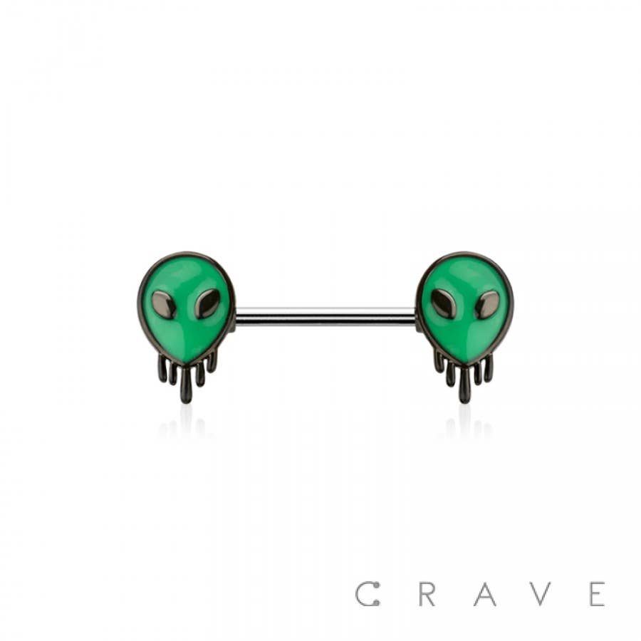 316L SURGICAL STEEL ALIEN FACE MELT NIPPLE RING